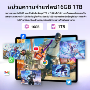 แท็บเล็ต SIM/4G 5G+wifi 2025 5G แท็บเล็ต 10.1นิ้ว Android 16.0 16GB RAM+1TB ROM DualSIM tablet